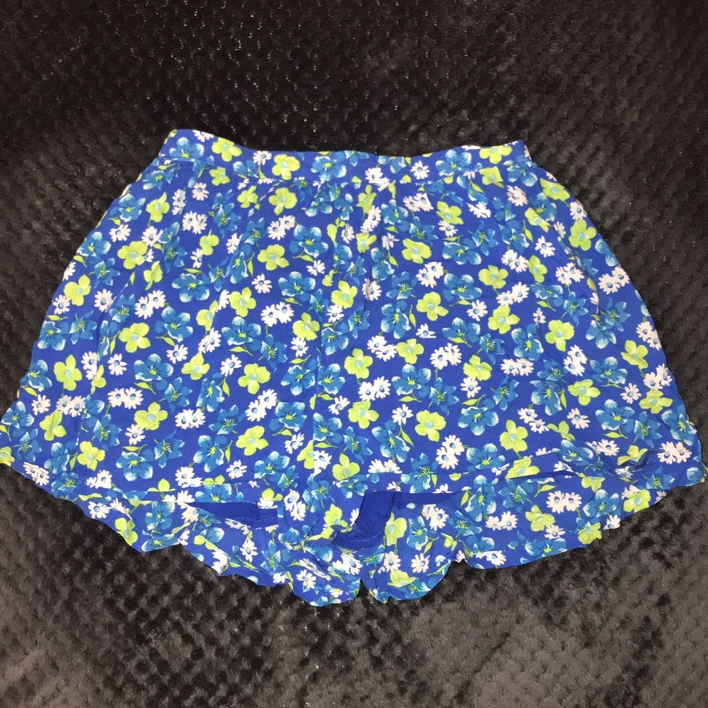 Blue and green floral shorts